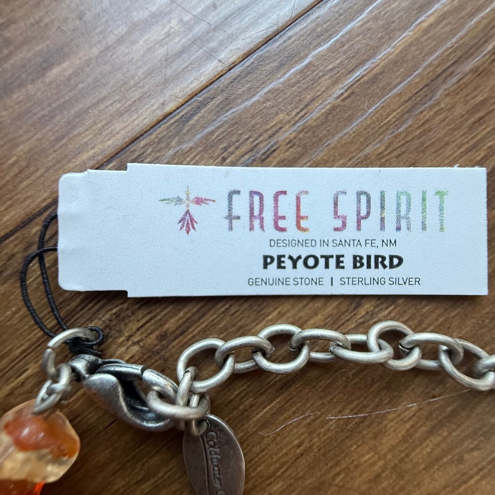 Peyote Bird Free Spirit Necklace Carnelian Orange Turquoise Silver Pendant CWC - Picture 7 of 10